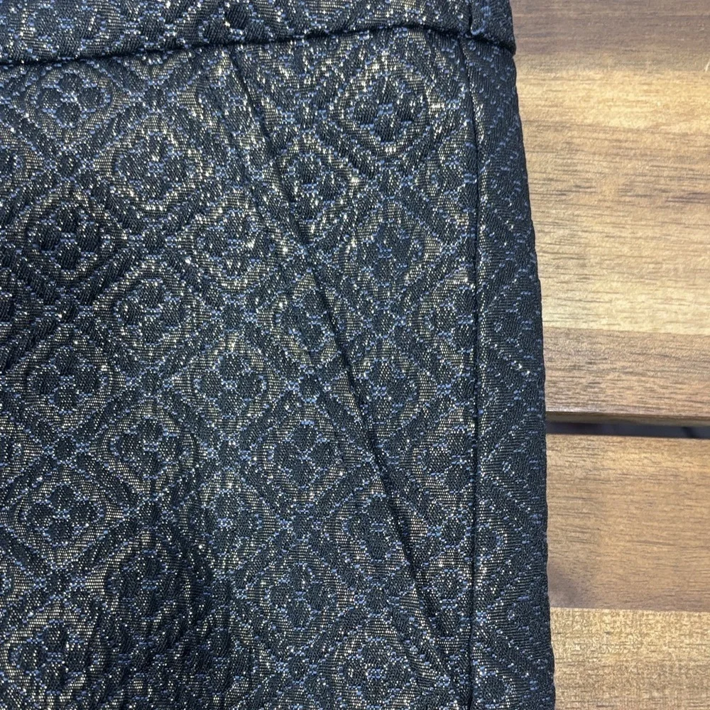 LOFT Elegant Black and Gold Patterned Mini Skirt